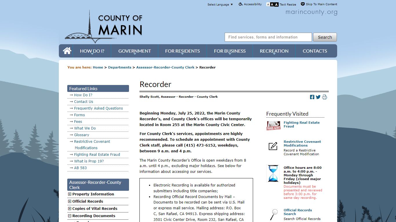 Assessor-Recorder-County Clerk - County of Marin - Recorder