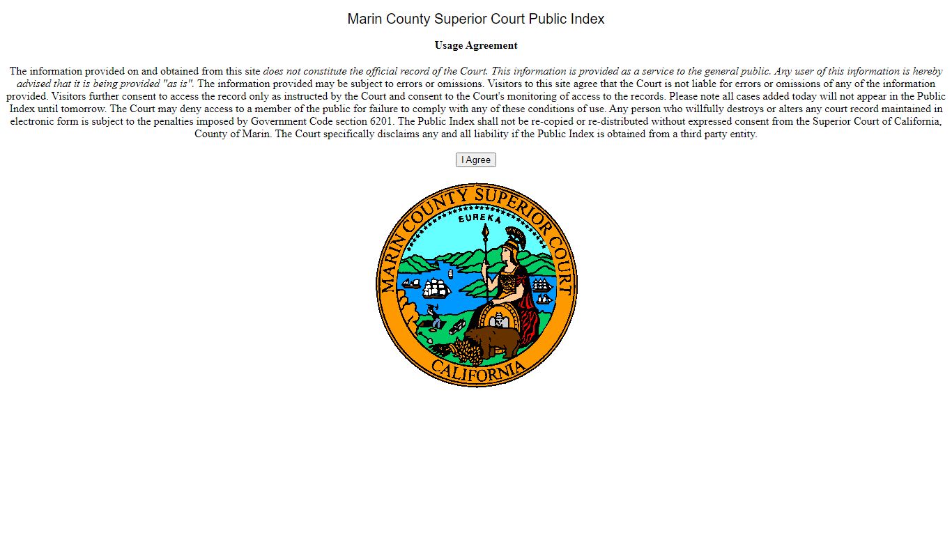 Marin County Superior Court - Public Index