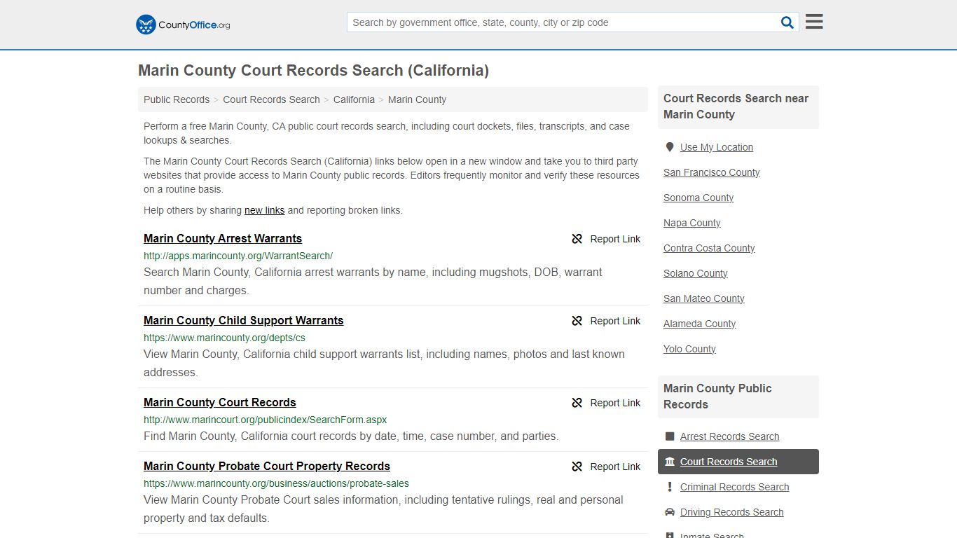 Marin County Court Records Search (California) - County Office