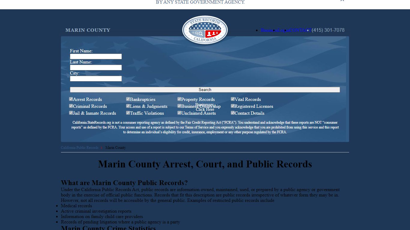 Marin County Arrest, Court, and Public Records