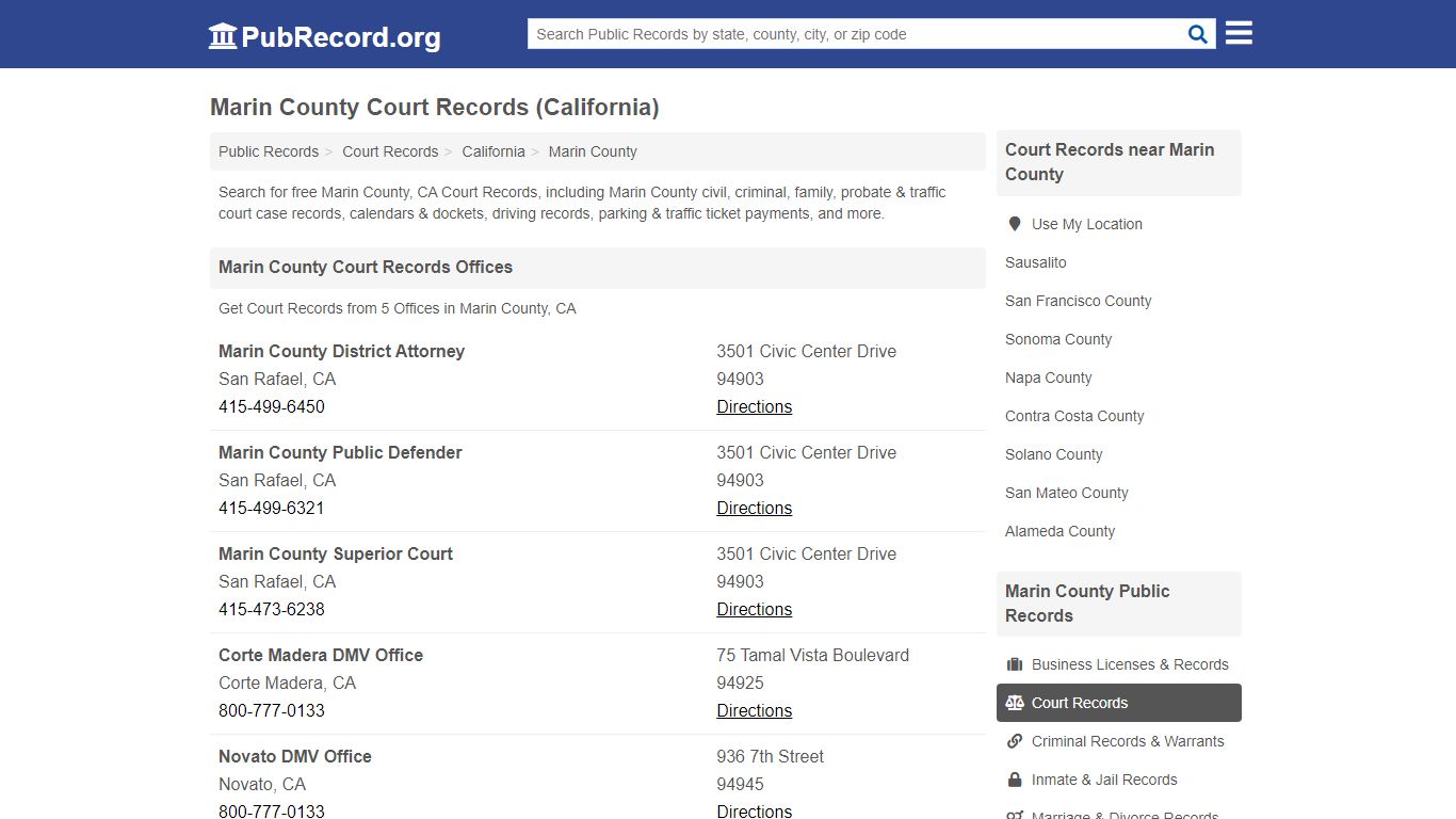 Free Marin County Court Records (California Court Records)